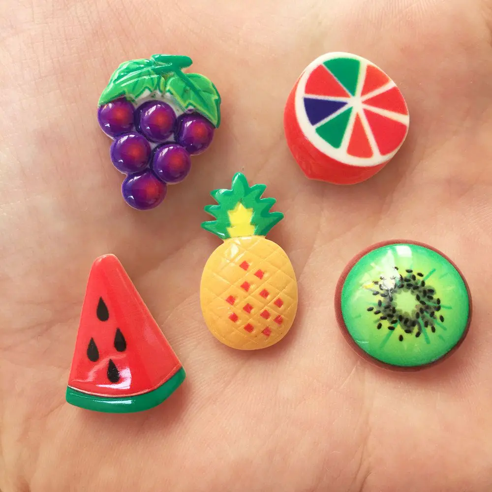 

100PCS Resin Hand Painted Variety of Fruits Flatback Stone Children Scrapbook DIY W17*10