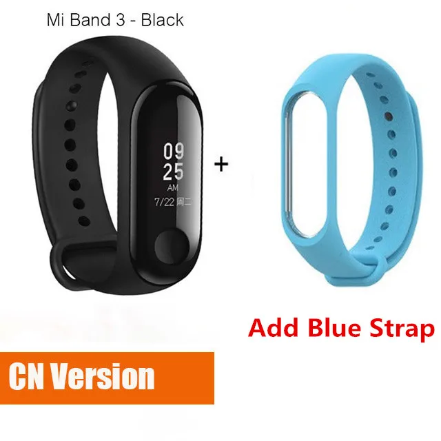 Origina Xiaomi mi Band 3 умный Браслет фитнес-браслет большой сенсорный экран OLED частота сердечных сокращений сообщения Smartband mi Band F2 - Цвет: CN Blue Strap