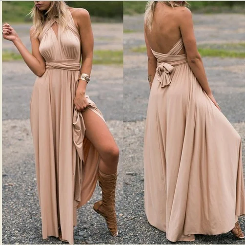 Sexy dress Multiway Wrap Convertible Boho Maxi Club Red Dress Bandage Long Dress Party Bridesmaids Infinity Robe Longue Femme - Цвет: champagne