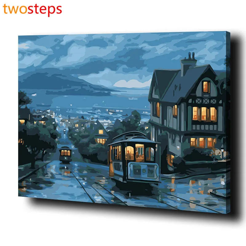 TwoSteps DIY Digital Canvas Oil Painting By Numbers Framed Coloring By