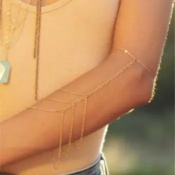 

Hot Sale Gold Arm Slave Harness Tassel Chain Upper Cuff Armband Armlet Bracelet Bangle JewelryFree Shipping wholesale dropship