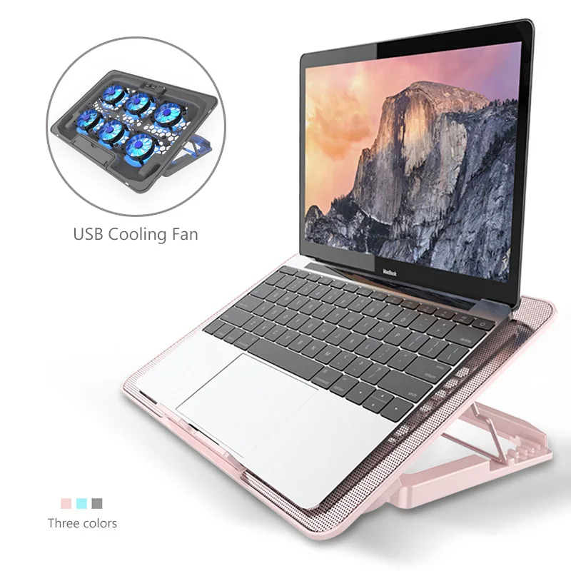 Goedkoop Verstelbare Folding Laptop Stand Voor Macbook Lenovo Dell HP Asus Draagbare Notebook Houder 2 Usb poorten Zes Fan Cooling Pad beugel