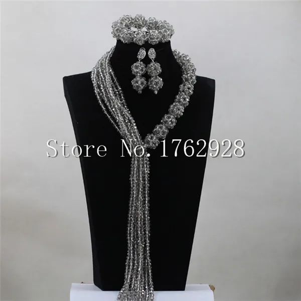 Модный серебряный с кристаллами Шарик Бусы Ожерелье ювелирный набор мини ожерелье серьги браслет наборы C0001540
