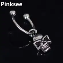 Acero PUNK cráneo cabeza nariz aro de Clip Vintage herradura anillo de la nariz falsa Clicker tabique para las mujeres joyería Piercing del cuerpo