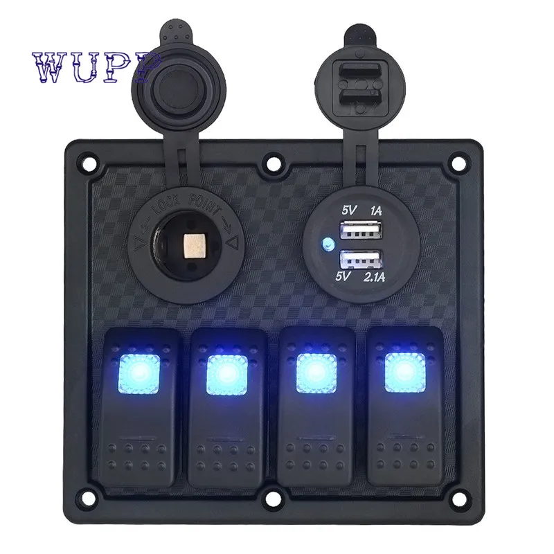 

Waterproof Auto ATV Marine Boat 4 Gang Circuit Blue LED Rocker Panel Switch Painel de troca new gift hot drop shipping OCT18