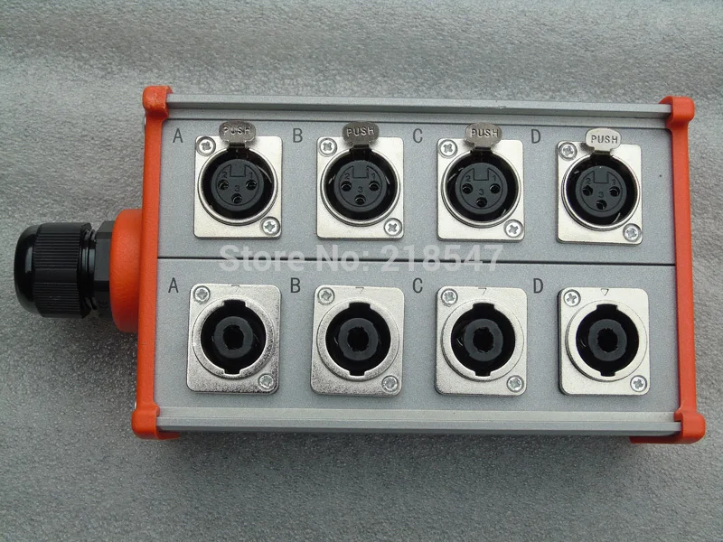 

Stage cable box with 4 xlr socket & 4 speakon socket & Wire clip
