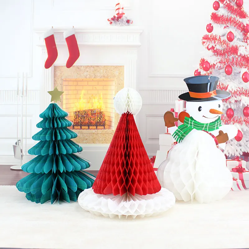 1 шт. большой 3D складной бумажный Снеговики, елки шляпа Рождественский кулон и капельки украшения для дома, офиса, рынка, украшения
