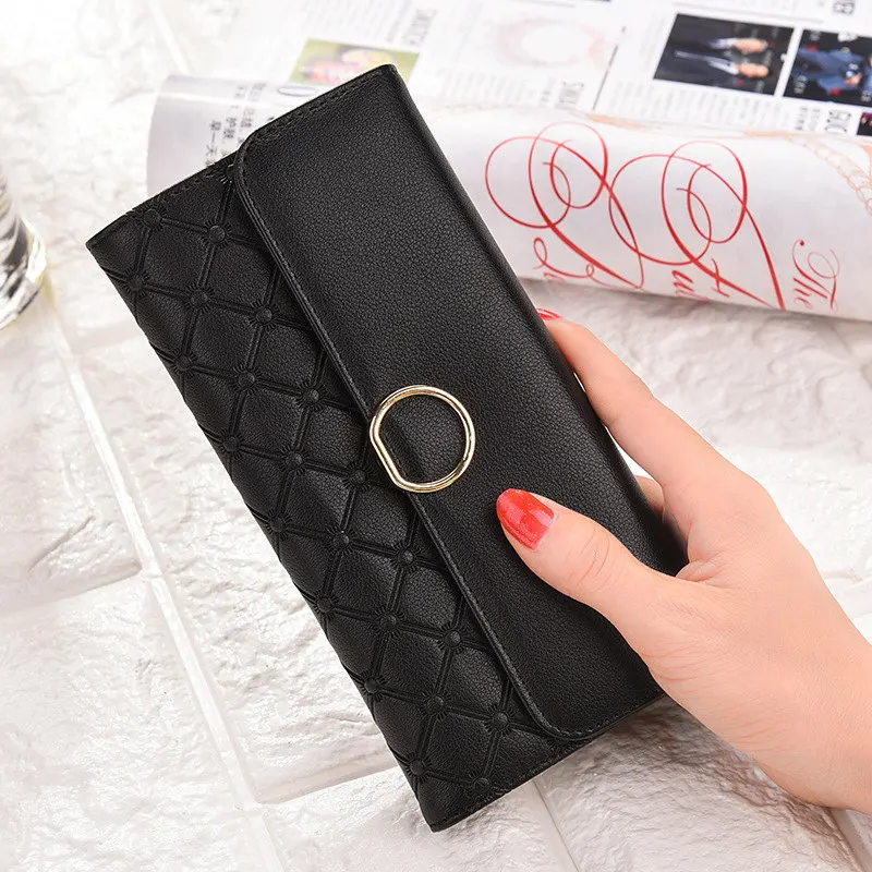 

Women Wallet 2019 New PU Leather Purse Designer Female Long Wallet Plaid Pouch For Women Clutch Coin Purse Card Holders