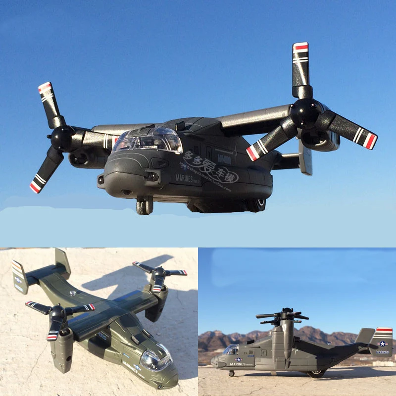 

High simulation 1:64 alloy plane model metal V22 Osprey transport aircraft pull back flashing musical kids toy free shipping