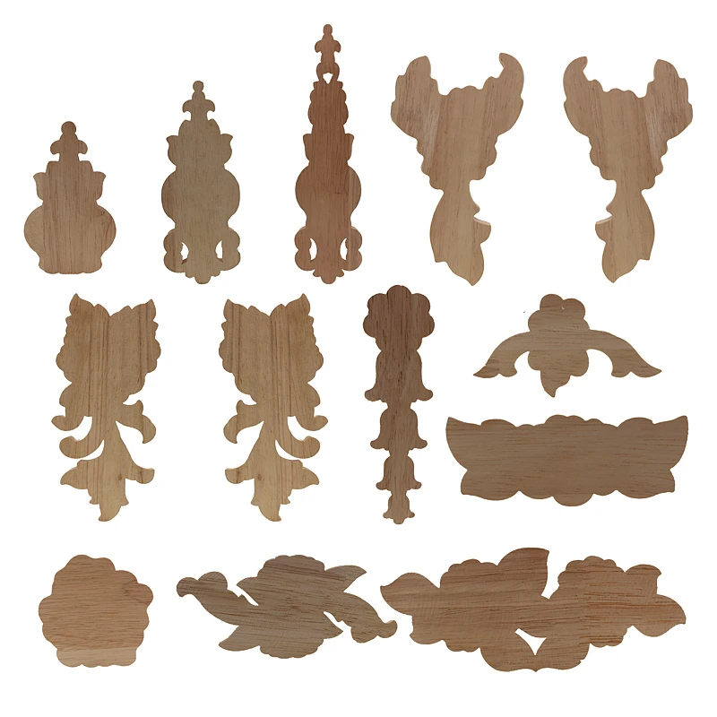 Flower Wood Carving Natural Wood Appliques for Furniture Cabinet Unpainted Wooden Mouldings Decal Decorative Figurine ornament crafts miniature figurines wooden figurine crafts resin crafts glass fruit pendants
