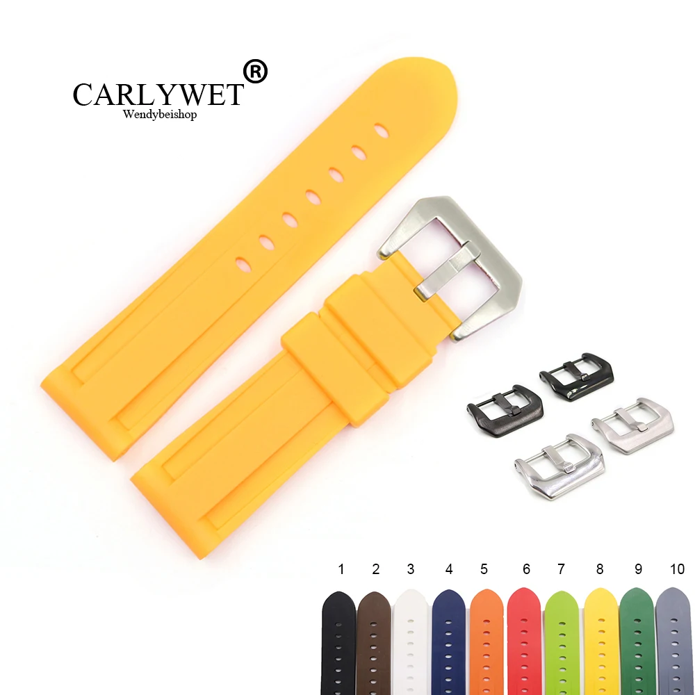 Ремешок сменный CARLYWET для часов Luminor силиконовый резиновый водонепроницаемый