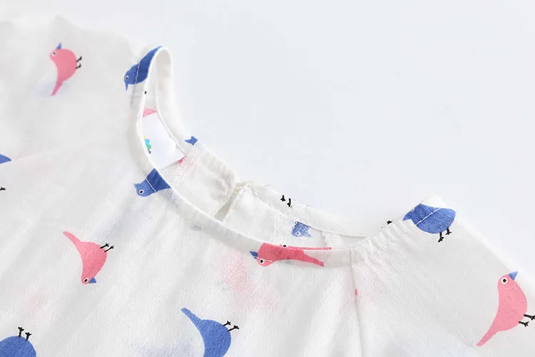 2018 Hot Summer 2 3 4 6 8 9 10Years Thin Sweet Cute Cartoon Animal Print Blouse Baby Kids Girls Short Lantern Sleeve Dress Shirt (20)