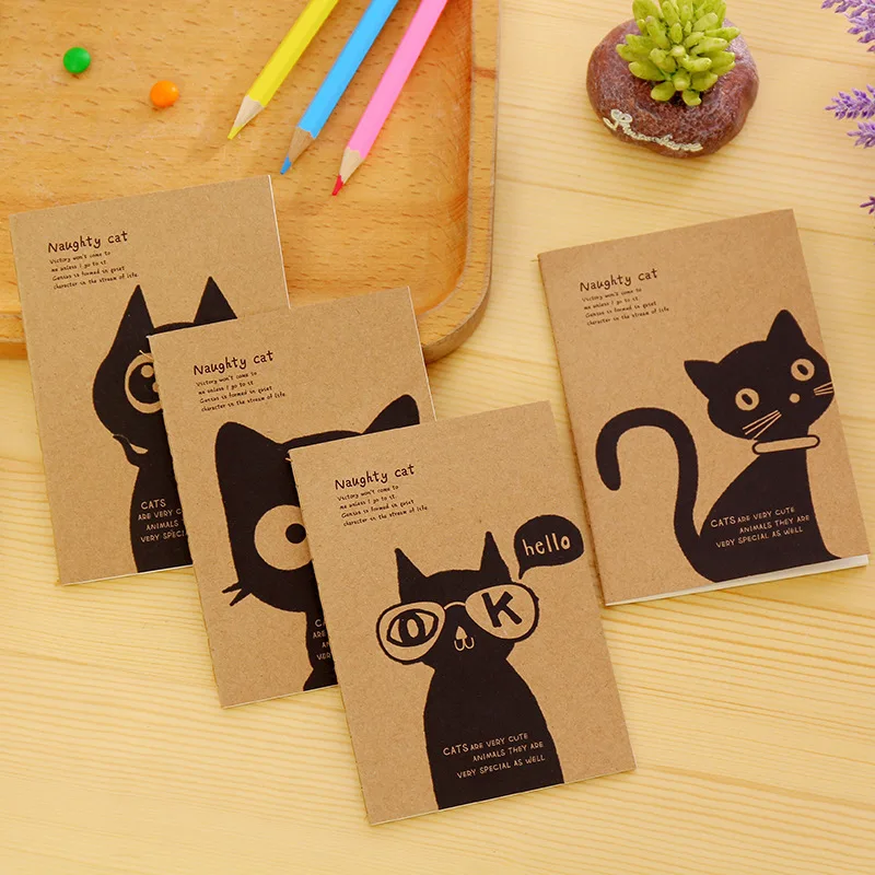 

40pc/lot Cute picture cat Retro books /kraft students cute soft copy of the small notebook / cartoon notebooks