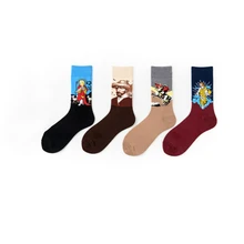 4 пары новые модные носки средней длины для мужчин и женщин персональные популярные хлопковые носки с логотипом с изображением Иисуса Наполеона 154
