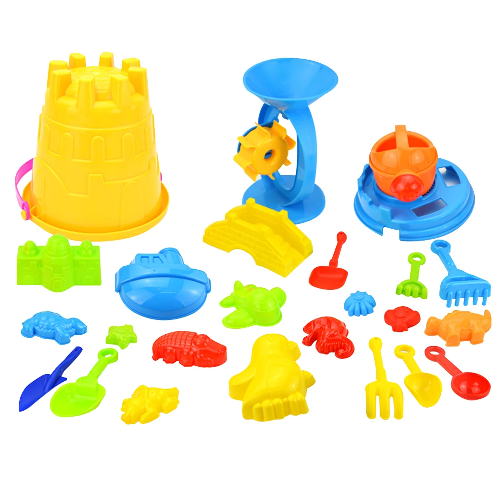 25Pcs Beach Sand Toys Set Watering Molds Beach Tool Kit Sand Water Wheel Bucket Shovels Rakes Sandbox Toys Kids