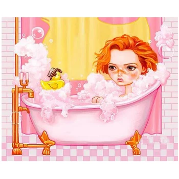 

Abstract art puzzle Bathing Girl DIy Diamond Painting 5d Cross Stitch Square Round Diamond Embroidery pictures by numberZP-1773