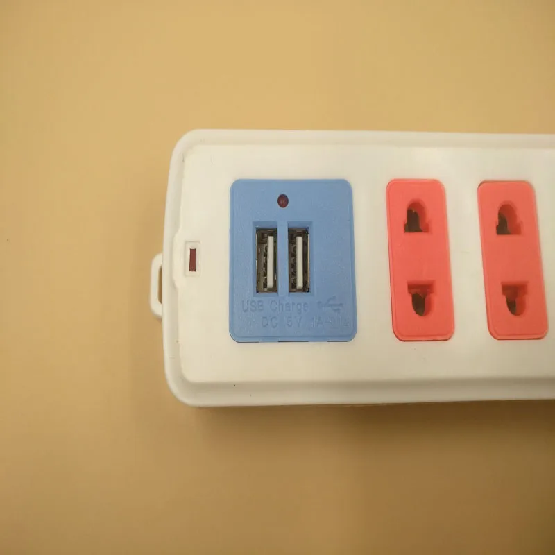 ЕС Мощность пропилен каучука прокладки с 2USB Портативный расширение гнезда