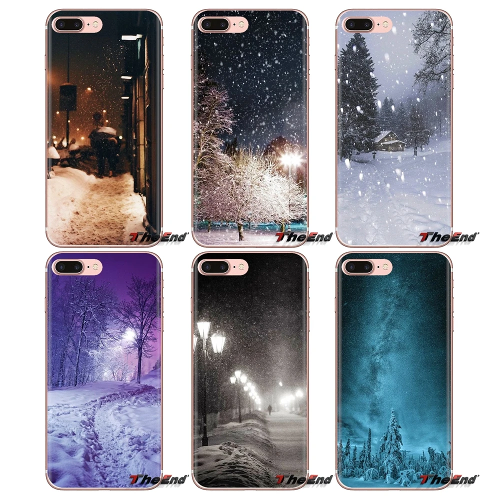 

For Huawei G7 G8 P7 P8 P9 P10 P20 P30 Lite Mini Pro P Smart Plus 2017 2018 2019 Transparent Soft Case Night Snow Winter Painting