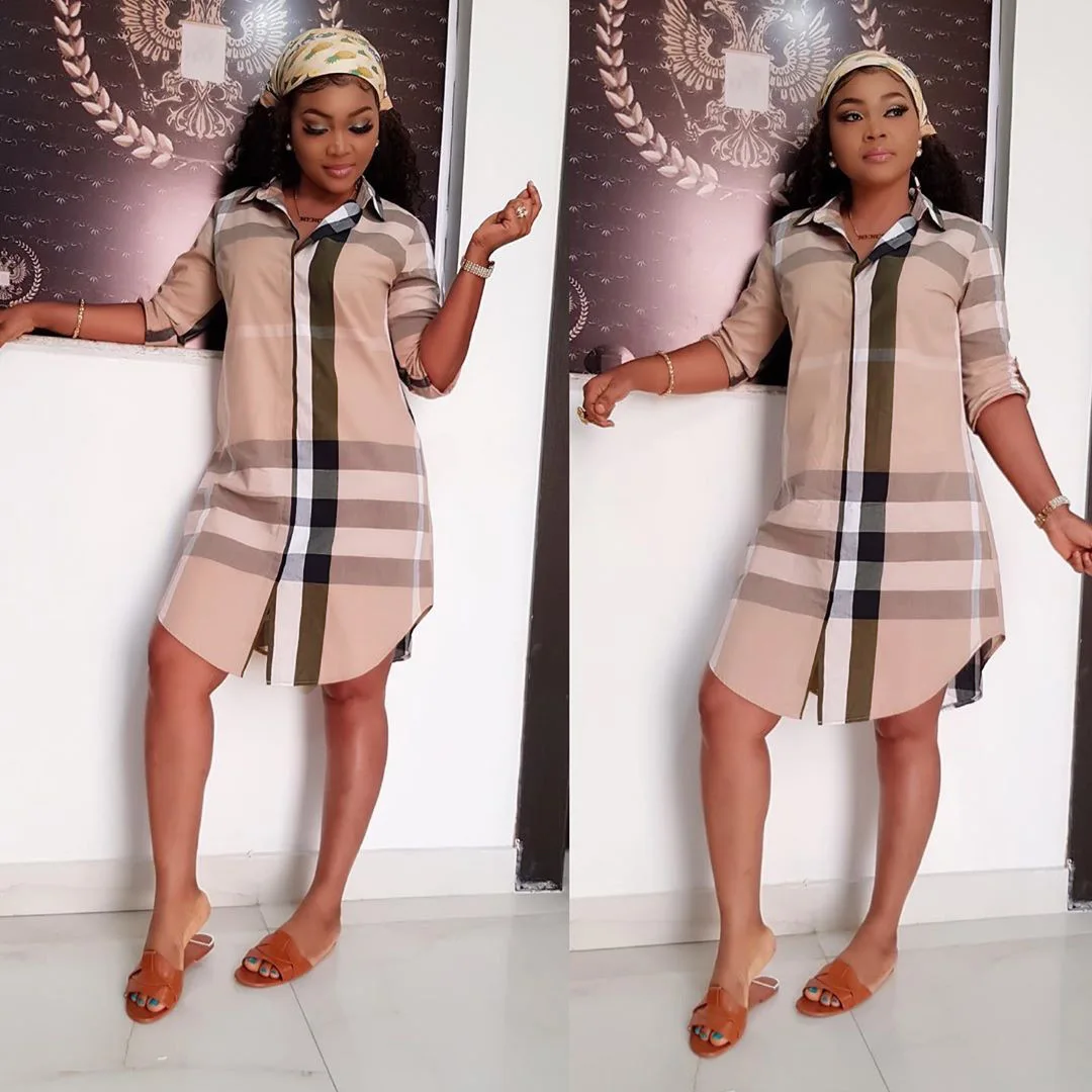 Skup Wiosenne letnie sukienki damskie seksowne sukienki imprezowe Vestidos Plus rozmiar klasyczny nadruk w szkocką kratę luźna koszula sukienka na co dzień