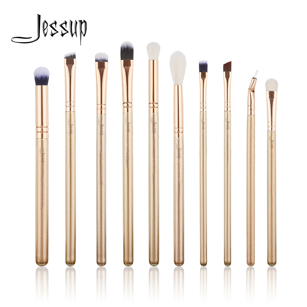 Jessup Brushes 10PCS Golden / Rose Gold Makeup brushes set Beauty kits