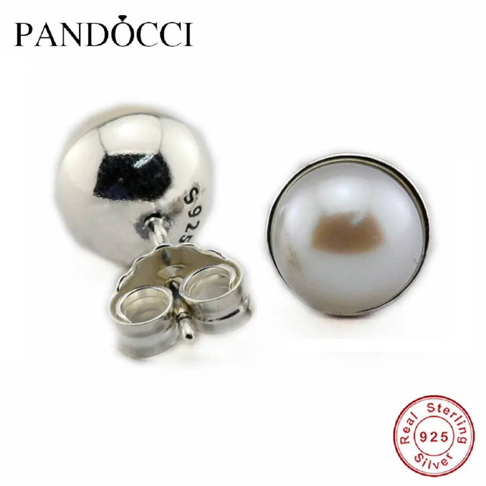 

Silver Stud Earrings for Women, Authentic 925 sterling-silver-jewelry, Euorpean Style, Elegant Beauty, White Pearl
