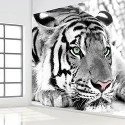 Пользовательских фото настенные Бумага 3D черный и белый животных тигра настенная Гостиная вход Спальня Задний план росписи декора стены