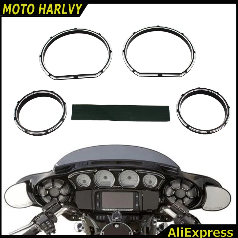 Black Burst Instrument Board Gauge Bezel Kit For Harley Touring Street