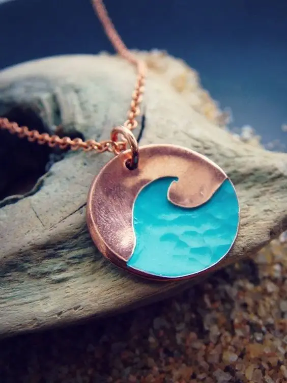 

SanLan 1pcs Summer blue wave necklace ocean beach jewelry