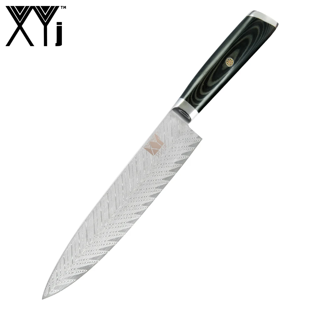 

XYj 8'' Damascus Steel Chef Kitchen Knife Fish Pattern Blade Non-slip Comfortable Knife Meat Fish Kitchen Gadgets Cooking Helper