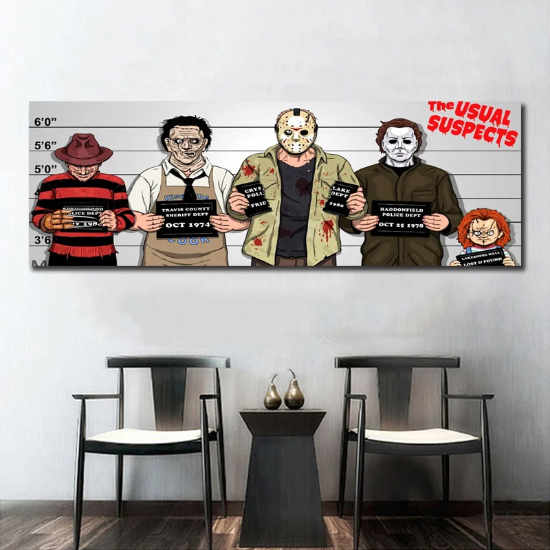 Freddy Krueger Vs Jason Vs Michael Myers Vs Chucky Wall Art Paint Decor Silk Prints Silk Art Poster Paintings Noframe Painting Calligraphy Aliexpress