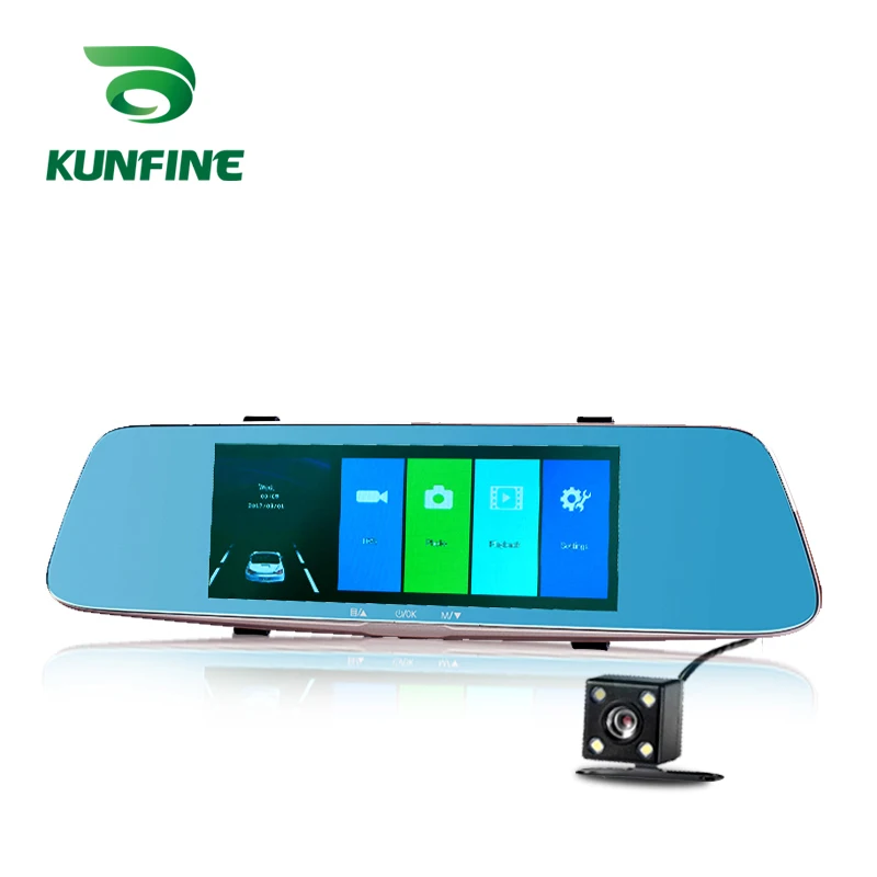 KUNFINE 7FULL HD 1080P Dash Cam Car DVR Mirror Rear View Camera Video Recorder Dual Cameras Recording  (6)