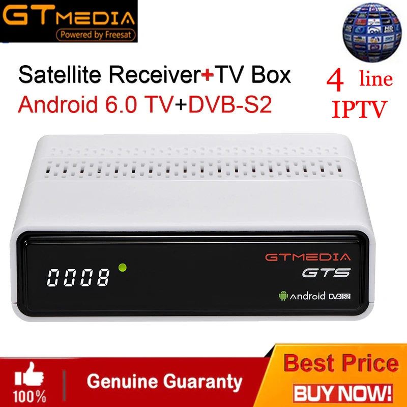 Freesat GTmedia GTS Android 6,0 4K Smart tv BOX Amlogic S905D Combo DVB-S2 спутниковый ресивер 2G/8GB BT4.0 телеприставка cccam m3u