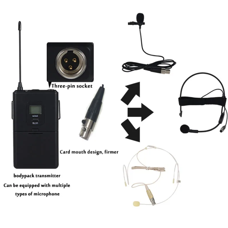 SLX24 UHF беспроводной караоке микрофон SLX караоке система с SLX14 поясной портативный передатчик гарнитура микрофон-петличка с зажимом для галстука Mic