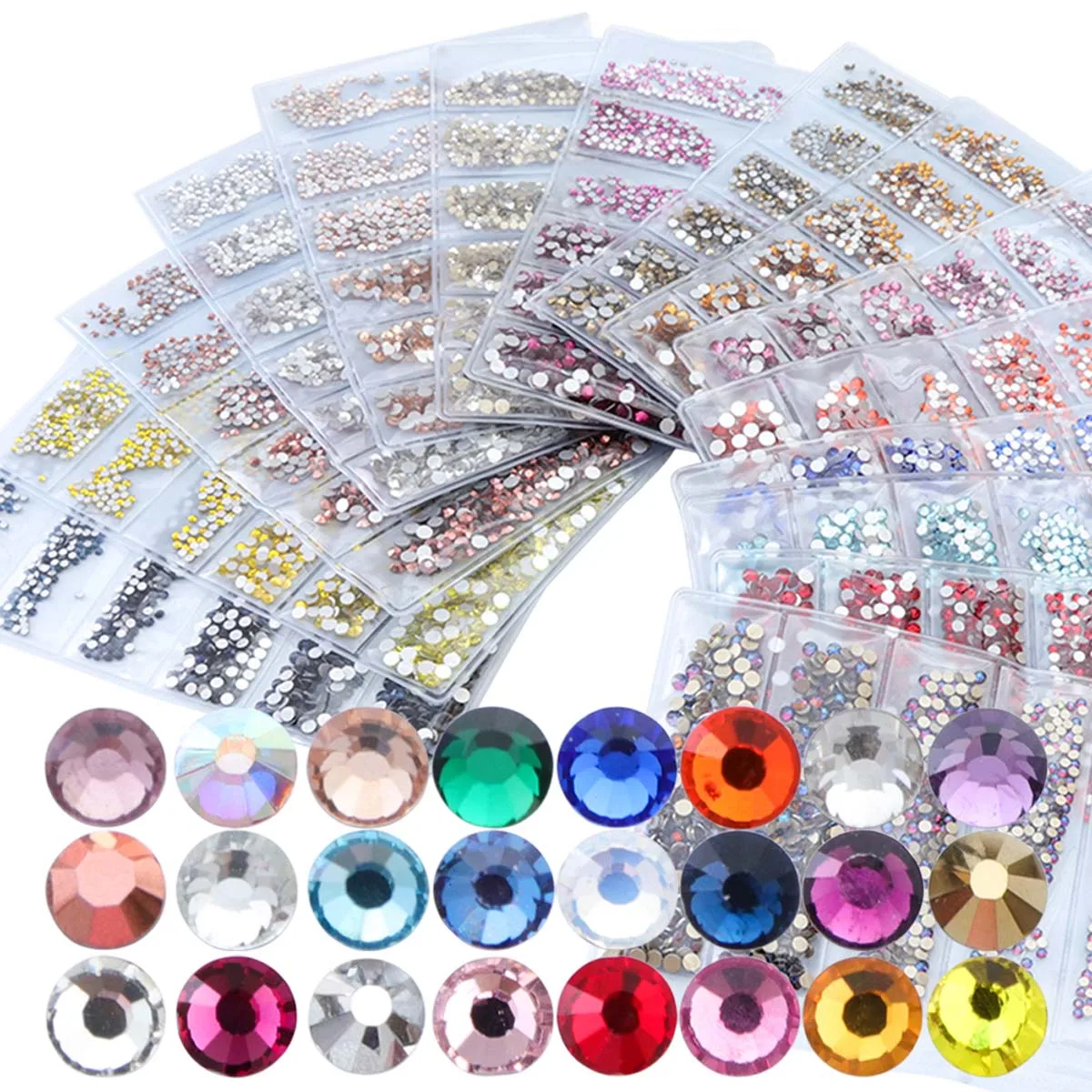 

1728PCS Glass Multi-size Rhinestones for Nail Jewelry Nail Art Mix size Crystal Nail Rhinestone 3D Nail Art Decorations