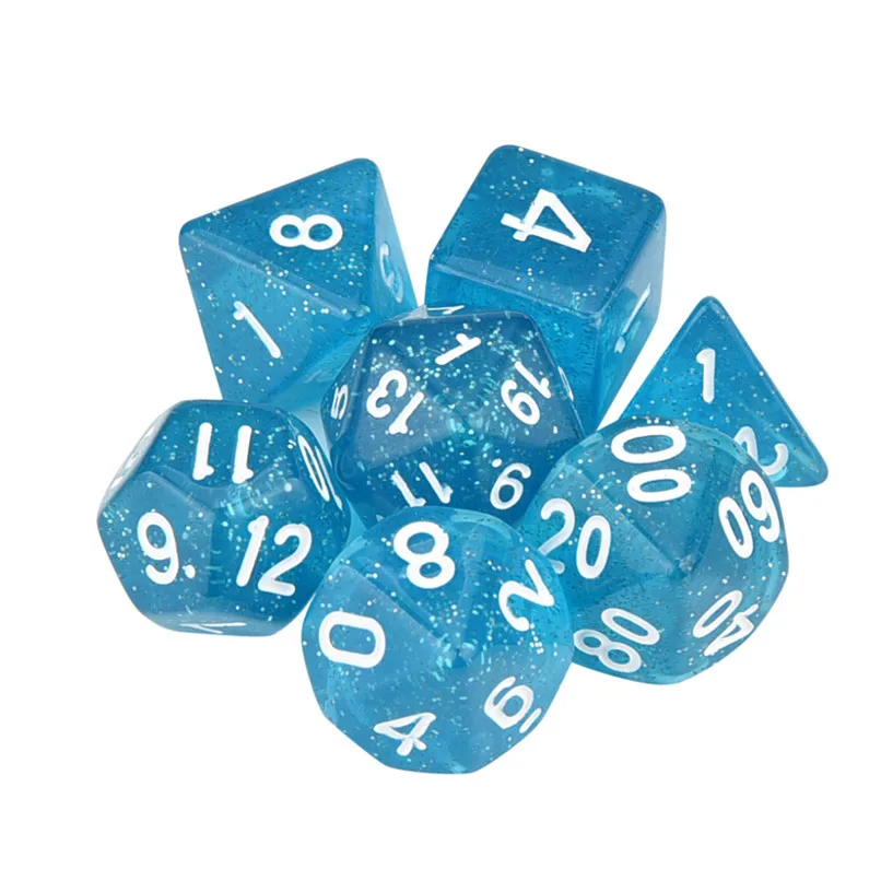 7pcs Set Multifaceted Dice TRPG Game Dungeons & Dragons Polyhedral D4-D20 Multi Sided Acrylic Dice #2o23 (5)