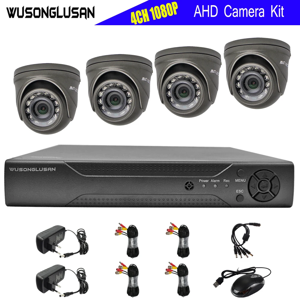 

4CH CCTV Camera System HDMI output 2.0MP 1080P Sony CMOS Sensor IR Outdoor Security Mini Dome Cam with 4 channel 5 in 1 DVR Kit