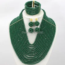 12 Layers Nigerian Wedding Costume African Beads Jewelry Set Fashionable African Crystal Beads Jewelry Set Free Shipping AES311