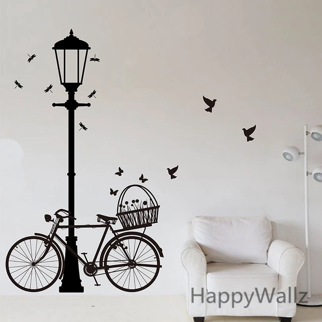 lampu jalan sepeda wall sticker sepeda lampu dinding decal diy