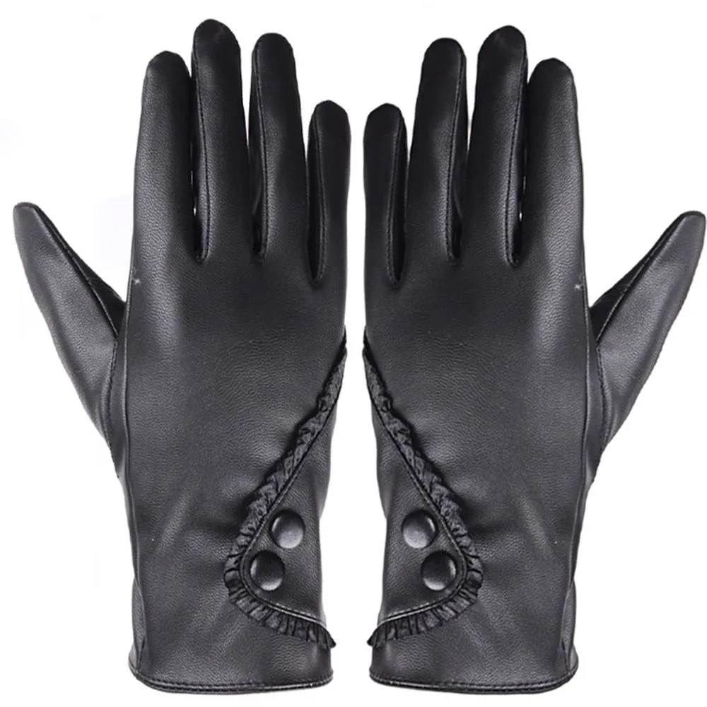 

Woman Touch Screen Gloves Mitten PU Leather Glove Female Waterproof Plus Velvet Thick Warm Autumn Winter Gloves luvas de inverno