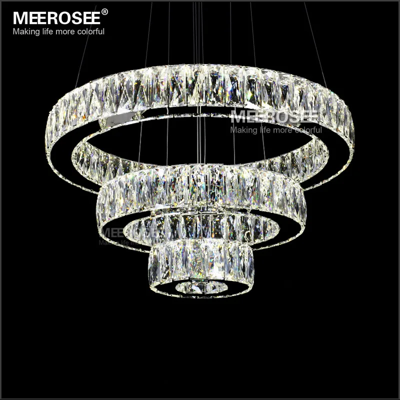 

Hot sale LED K9 Crystal Pendant Light Lamp Lustres De Cristal Suspension Modern LED 3 Rings Drop Lighting Fixture MD2226