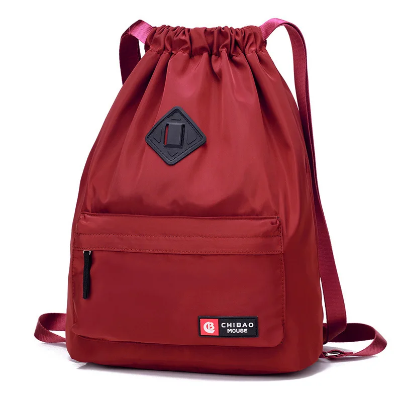 Складные веревочные рюкзаки, дорожная сумка на плечо для мужчин и женщин, водонепроницаемый нейлоновый рюкзак, сумка на шнурке, Спортивная уличная Водонепроницаемая modis - Цвет: Wine red