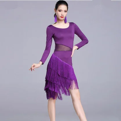 

2019 New Latin Dance Costumes Sexy Senior Gauze Fringe Latin Dance Dress For Women Latin Dance Dresses Plus