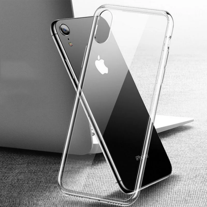 YISHANGOU Mirror Glass Square Back Case For iPhone 11 6 6S 7 8 Plus X XR XS Max Phone Case Soft Silicone Bumper Cover - Цвет: Clear Soft Case