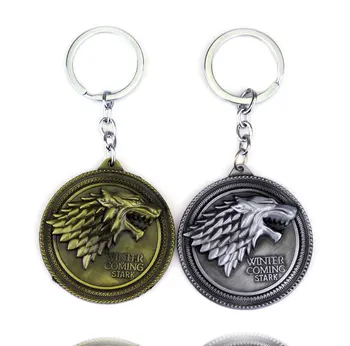 Hot Game of Thrones Toy Figures Keychain Wolf Head Badge Key Chains Pendant Toy Figures For Women And Men Fans Gifts