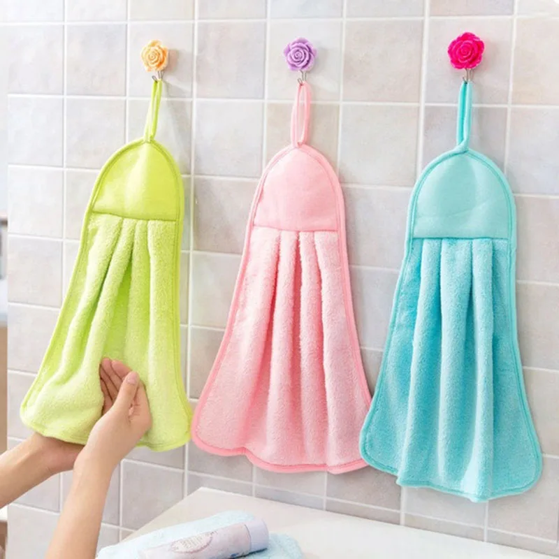 

2016 New Fashion Cute Lovely Bathroom Towels Hung Clean Kitchen Towel Absorbent Dishcloth Hanging Towel