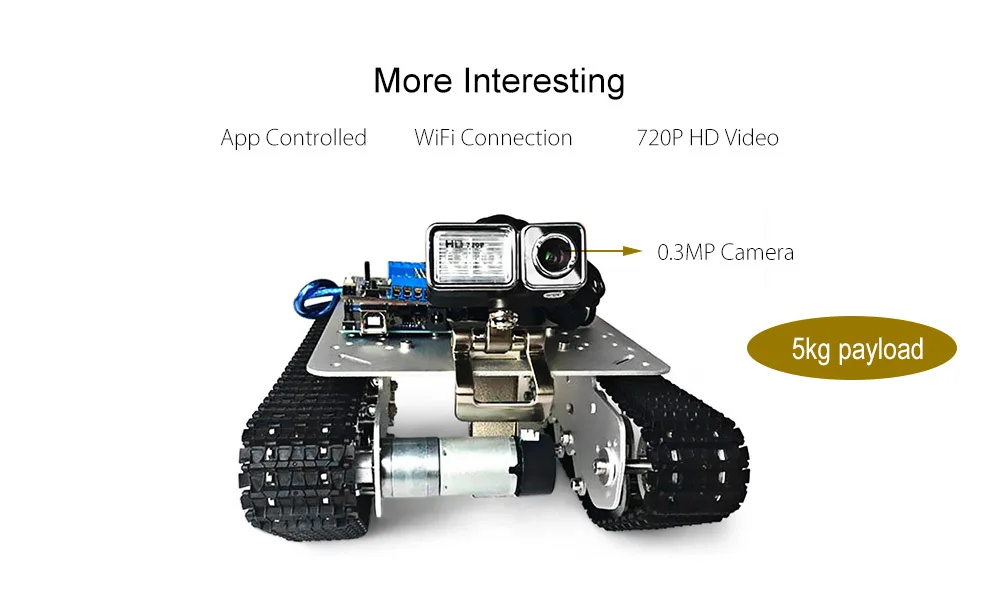 SZDoit TS100 Интеллектуальный Алюминиевый Сплав RC Танк с App управлением/0.3MP камера/5 кг