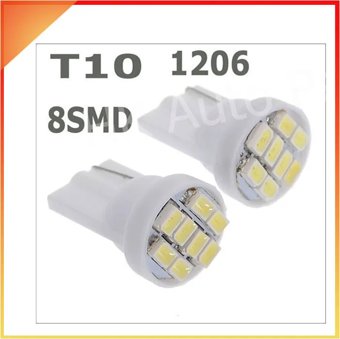 200 шт./лот T10 8smd 8led Свет 1206/3020 smd 8 яркое Авто светодиодное автомобильное освещение