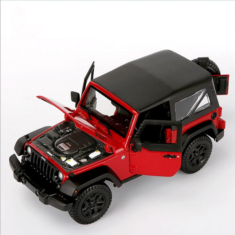 Модель автомобиля Red Jeep Wrangler Willys модель из сплава внедорожника игрушка для детей
