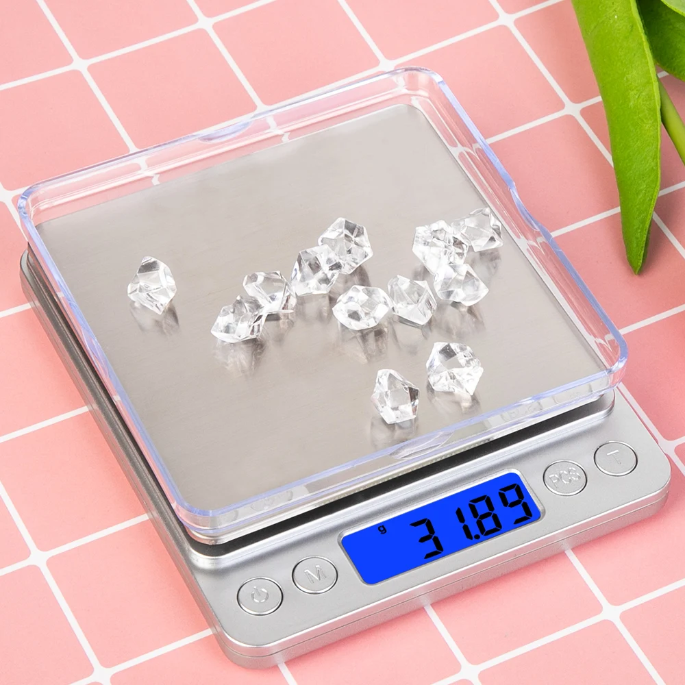 Мини цифровые весы для драгоценных камней, выполненные из 1 кг/2 кг/3 кг/500g 0,1/0,01 г Электронные весы Еда Кухня весы карманные весы