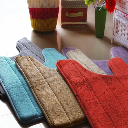 

40x60cm U Shaped Soft Cotton Bath Mat Solid Color Anti Slip for Home Daily Shower Bathroom Living Room Kitchen Quick Dry
